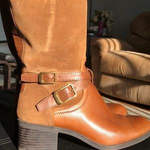 Carmel color Suede and leather boots. Size 7